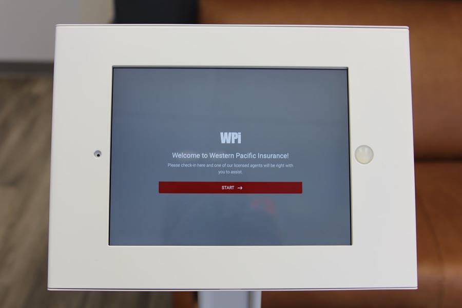 Office Tour - Welcome Kiosk with WPI Logo Prompting User to Check In