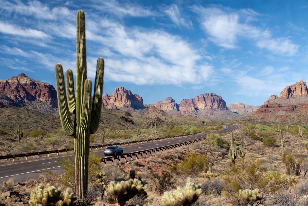 Arizona desert highway representing Arizona auto insurance requirements