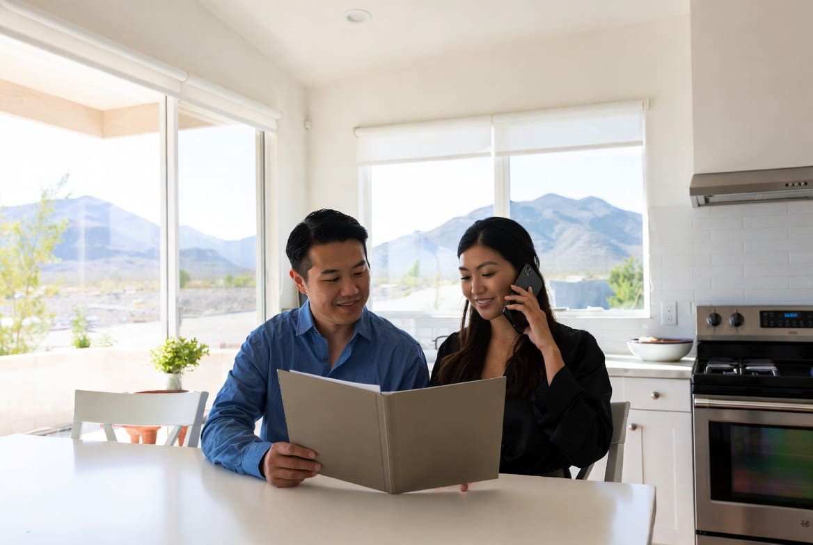 Nevada trust homeowners insurance discussion at a Henderson home kitchen table